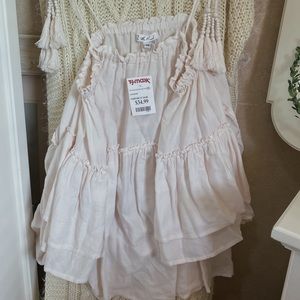 Off-the-shoulder baby pink flowy top